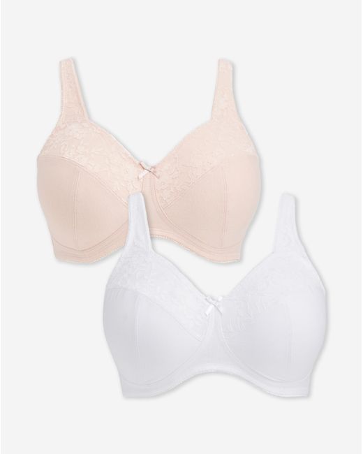 Pretty Secrets White 2 Pack New Sarah Full Cup Non Wired Bras