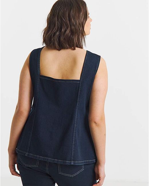 Simply Be Blue Statement Button Denim Top