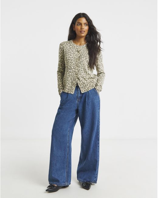 Simply Be Blue Eversoft Crew Neck Cardigan