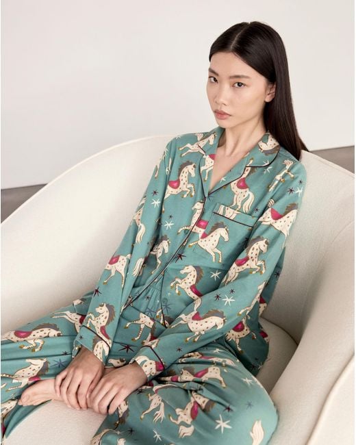 Chelsea Peers Green Classic Long Button Up Set