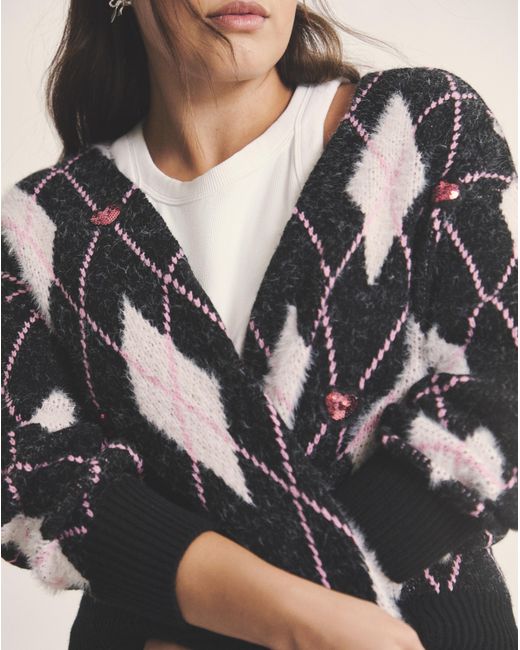 Simply Be Multicolor Argyle Boyfriend Cardigan
