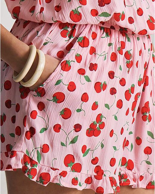 Simply Be Pink 2 Pack Cherry Print Playsuits