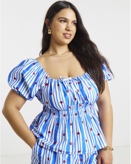 Simply Be Blue Embroidered Top