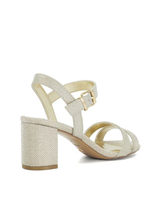 Dune Natural Block Heel Sandals Wide Fit