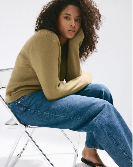 Mango Green Fine Knit Boat-Neck Sweater