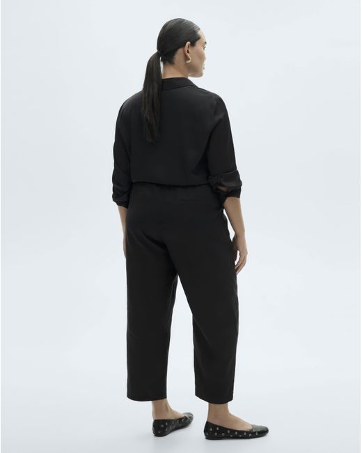 Mango Black Linen Straight Linen-Blend Trouser