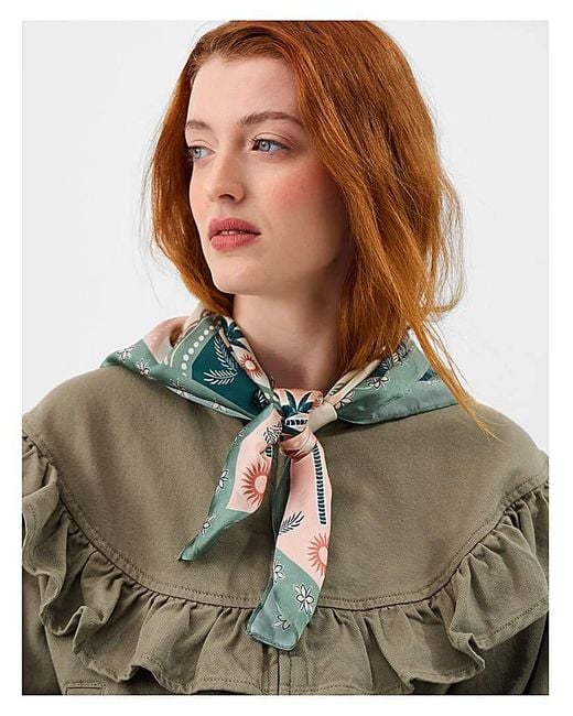 Accessorize Green Palm Square Satin Scarf