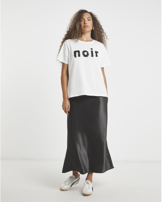 Simply Be White Noir Beaded Floral Graphic T-Shirt