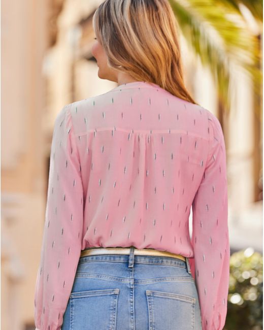 Sosandar Pink Metallic Blouse