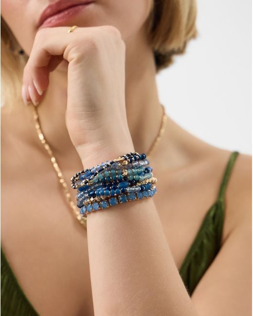 Accessorize Blue Bead Stretch Bracelets