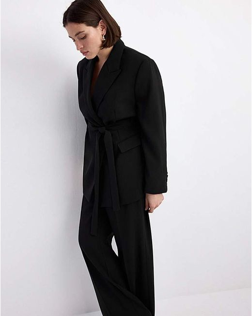 Mango Black Fitted Blazer With Belt