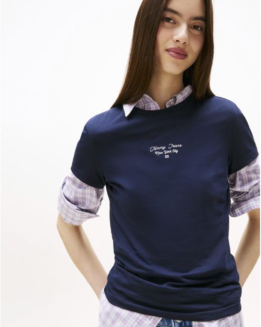 Tommy Hilfiger Blue Slim Logo Script T-Shirt