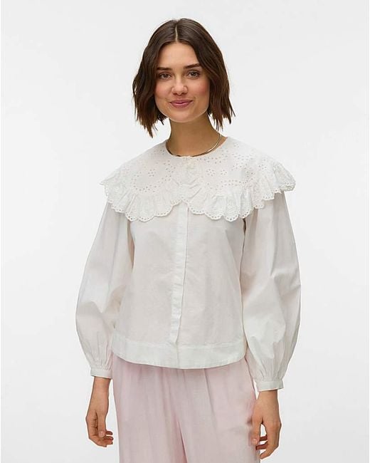 Vero Moda White Lilo Collar Woven Blouse