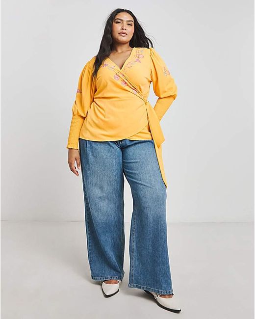 Simply Be Metallic Embroidered Wrap Top