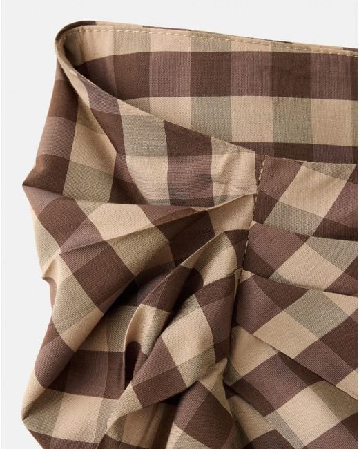 Mango Blue Gingham Skirt With Draped Detail