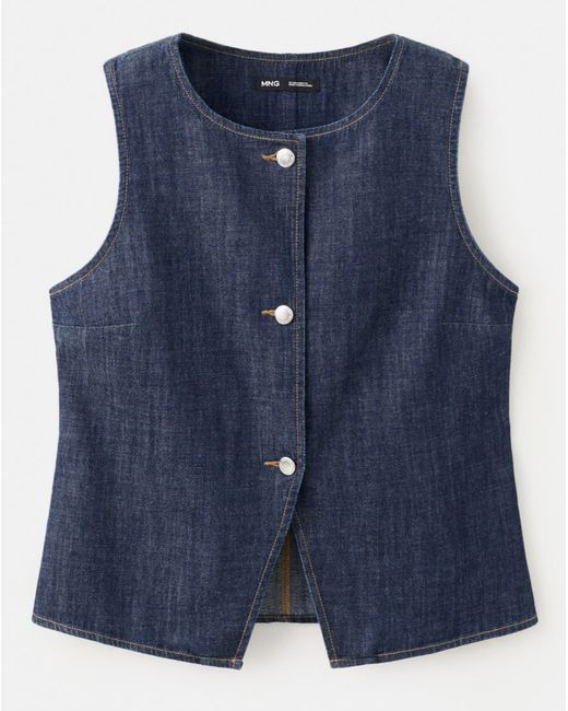 Mango Blue Buttoned Waistcoat