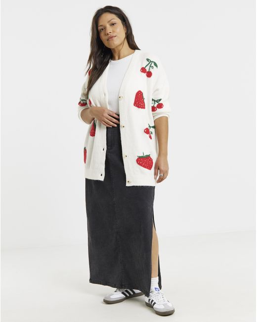 Simply Be White Boyfriend Cardigan
