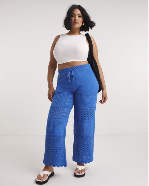 Simply Be Blue Crochet Trouser Co-Ord