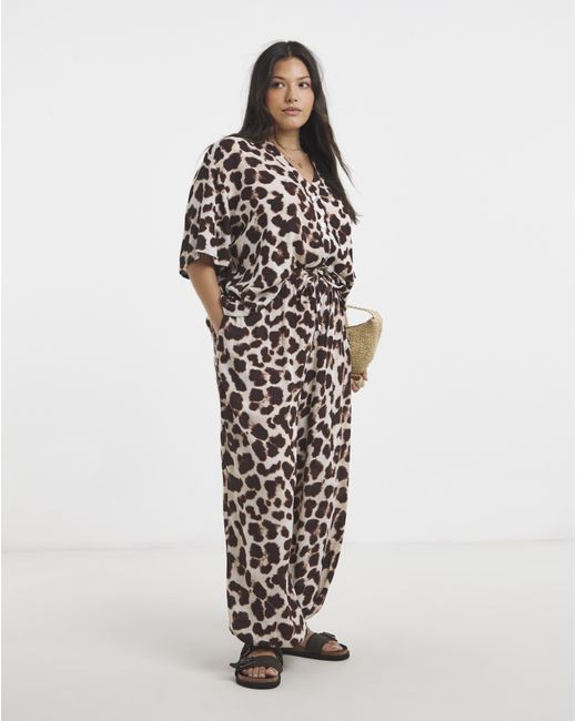Simply Be Multicolor Leopard Print Crinkle Revere Shirt