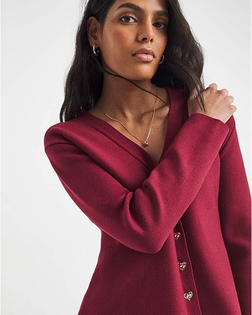 Simply Be Red Cinched Waist Compact Cardigan