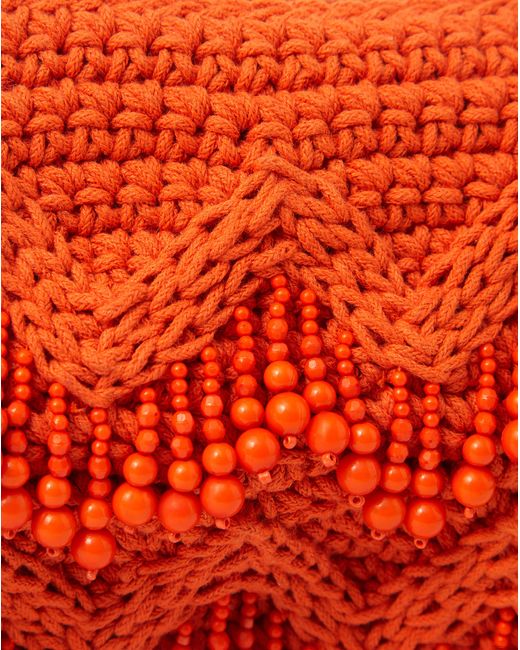Accessorize Red Beaded Macrame Crossbody Bag