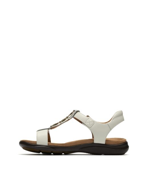 Clarks White Arwell Leather Sandal E Fit