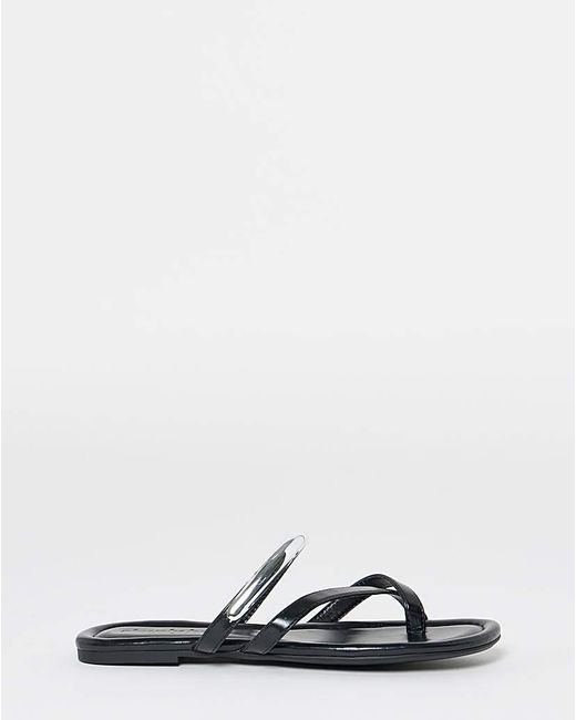 Simply Be Gray Toe Loop Hardware Sandals Extra Wide