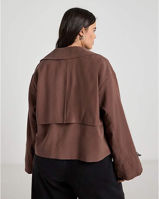 Simply Be Brown Drape Cropped Trench