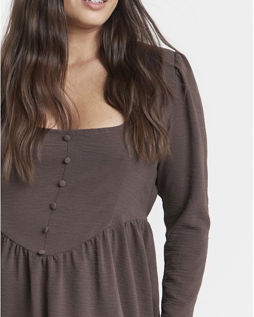 Simply Be Brown Historic Detail Crepe Skater Dress