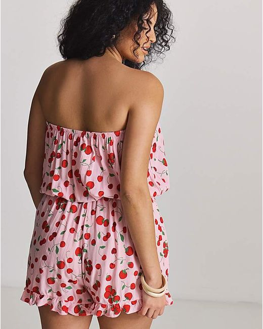Simply Be Pink 2 Pack Cherry Print Playsuits