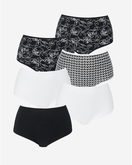 Pretty Secrets Black 6 Pack Full Brief Knickers