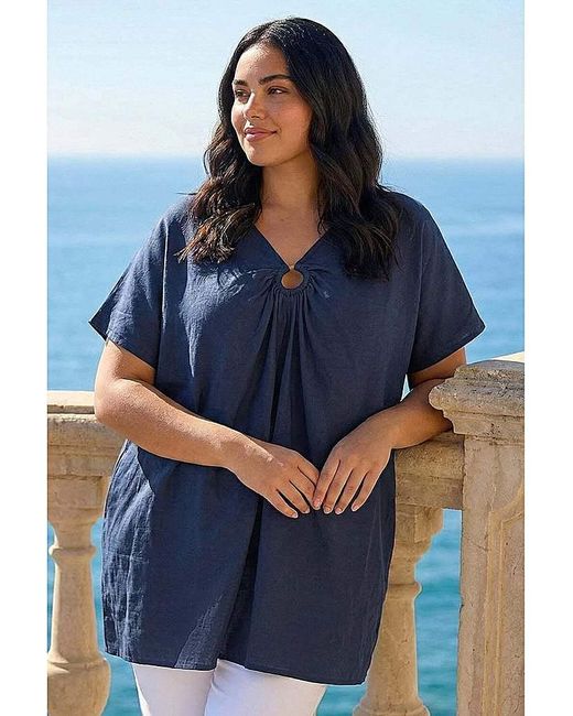 Roman Curve Blue Ring Front Oversized Top