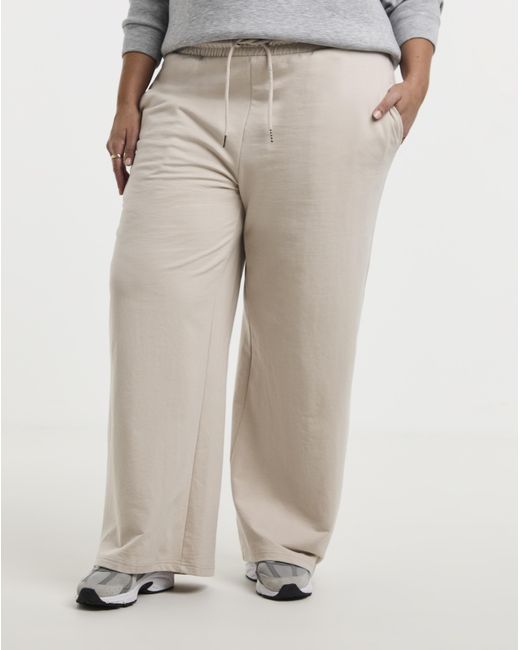 Simply Be White Reverse Loop Back Joggers