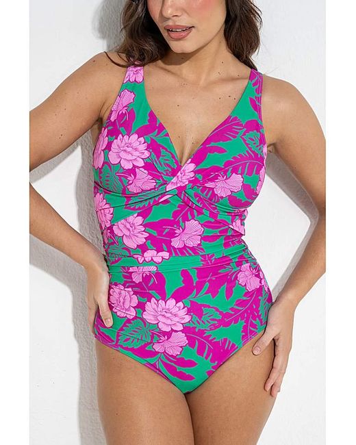 Pour Moi Purple Twist Tummy Control Swimsuit