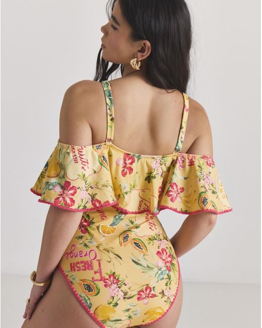 Figleaves Yellow Bardot Swimsuit