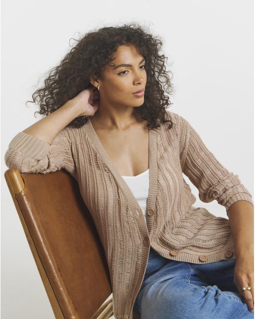 Simply Be Natural Ladder Stitch Boyfriend Cardigan