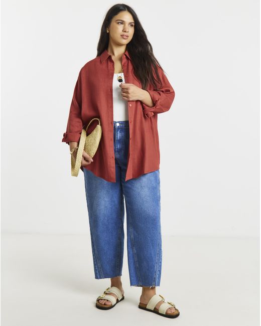 Simply Be Red Linen Boxy Shirt