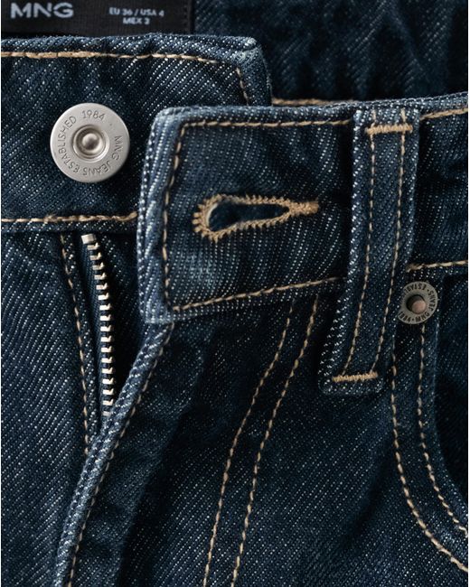 Mango Blue Wide Leg Turned Up Hem Jean