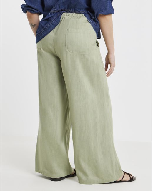 Simply Be Green Wide Leg Linen Mix Trousers