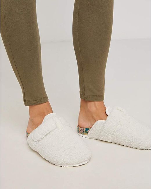 JD Williams Natural Borg Closed Toe Slipper Wide