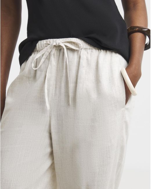 Simply Be Natural Tie Waist Linen Mix Barrel Leg Trouser
