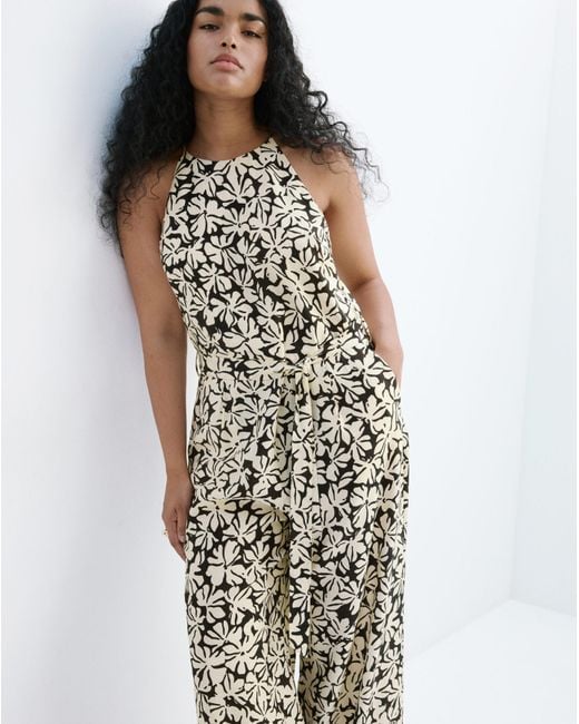 Mango Multicolor Floral Print Jumpsuit With Belt