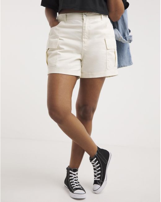 Simply Be White Cargo Utility Shorts