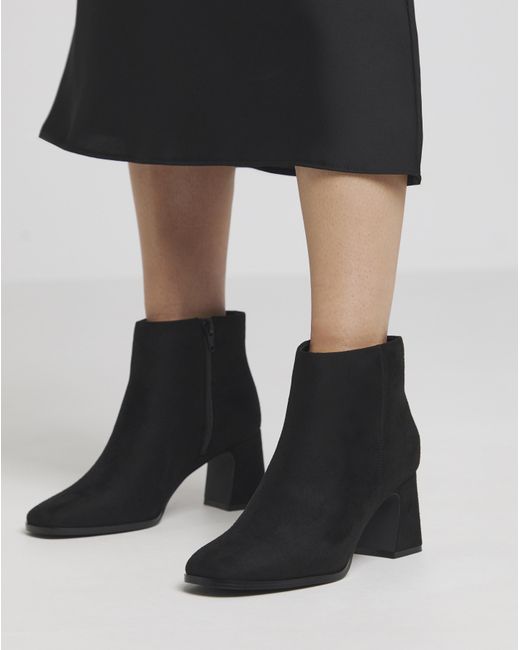Simply Be Black Block Heel Low Cut Boots Standard