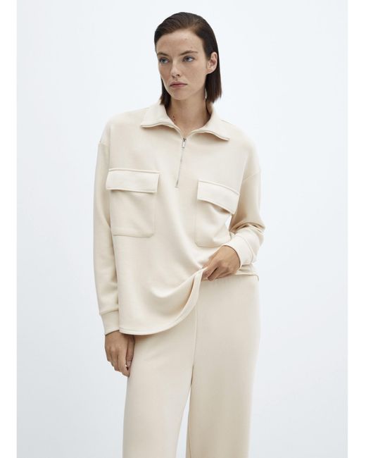 Mango White High Waisted Trousers