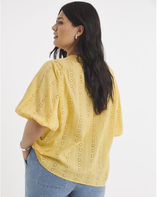 Simply Be Yellow Soft Broderie Blouse