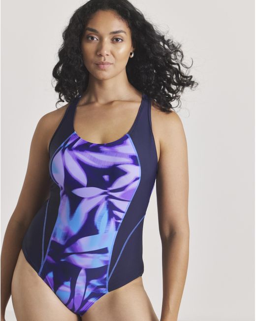 Beach To Beach Blue Sports High Neck Swimsuit