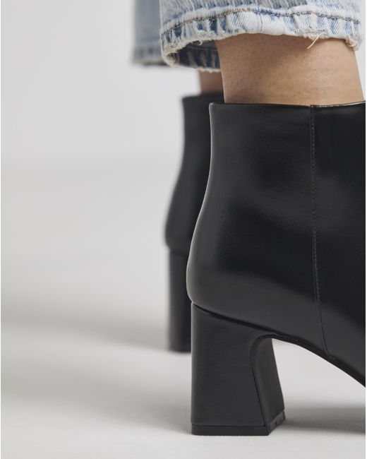 Simply Be Blue Block Heel Low Cut Boots Standard
