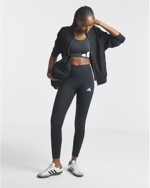 Adidas White Essentials 3 Stripes Leggings