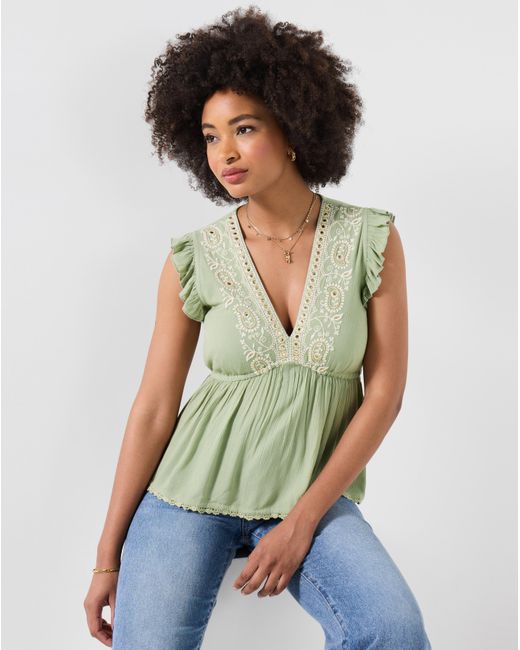 Joe Browns Green Francesca Embroidered Top
